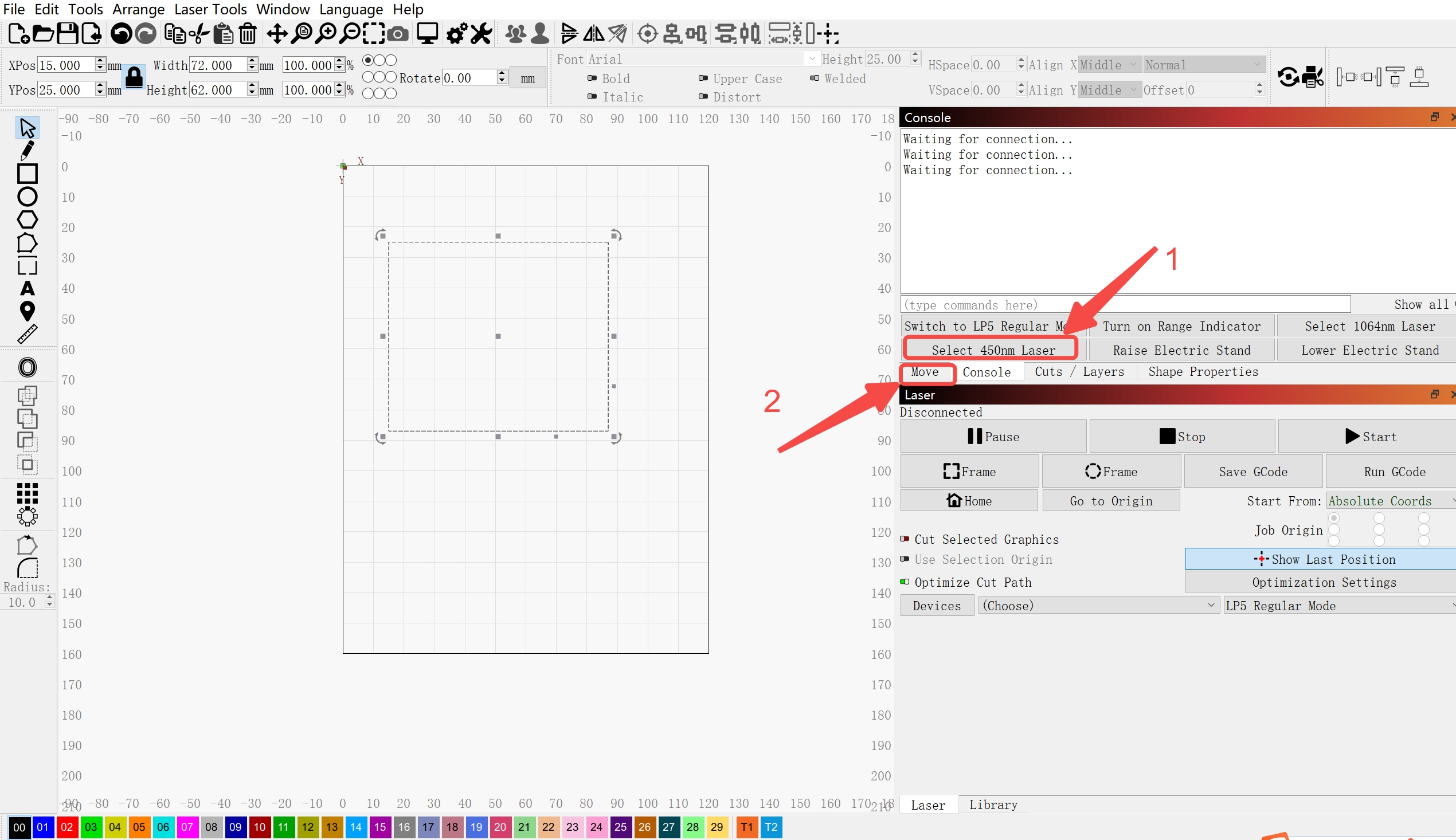 adjust the laser preview power