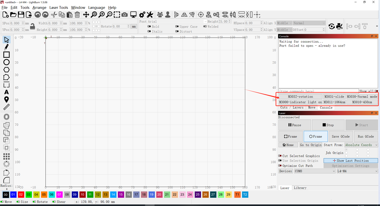 Commande M pour lightburn