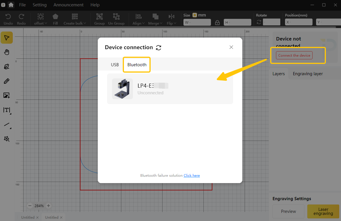 Connect the device via dongle