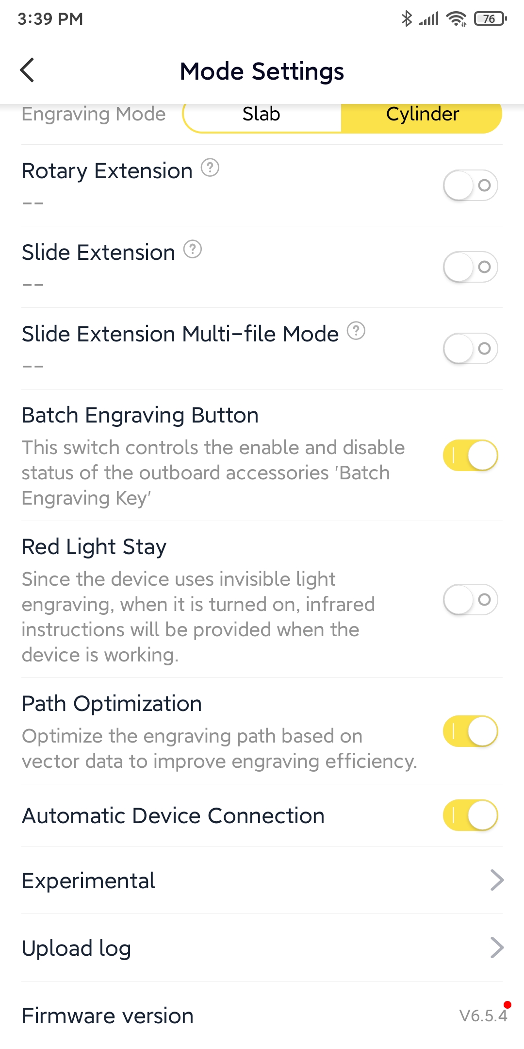 the bottom of mode setting