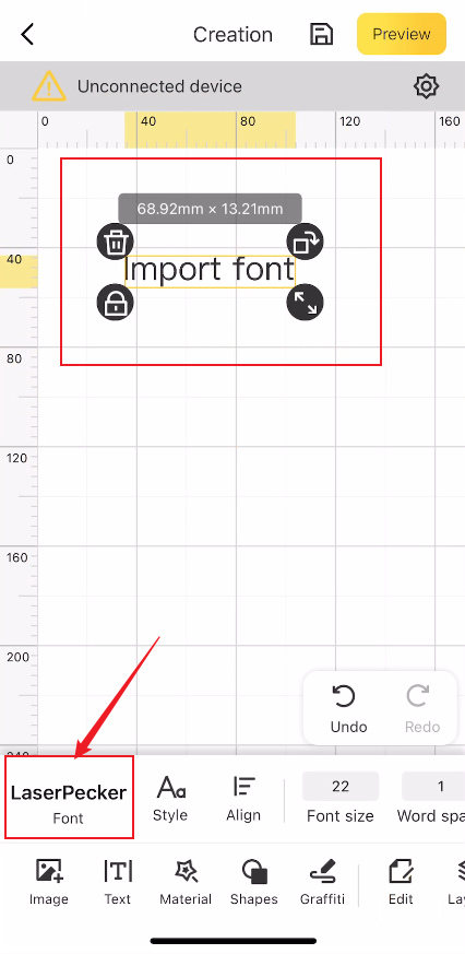 Click the font in the edit box