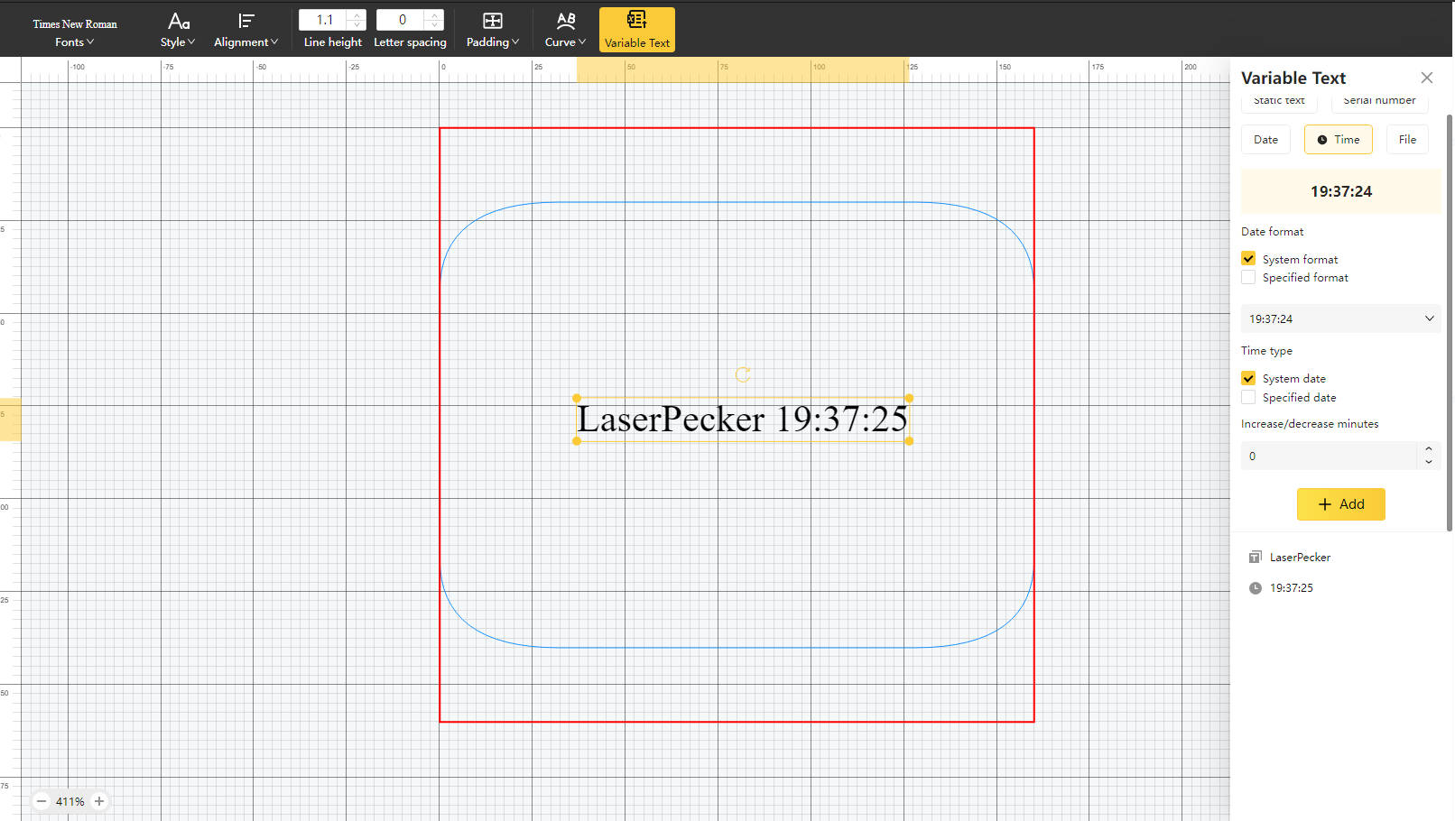 dynamic time text format