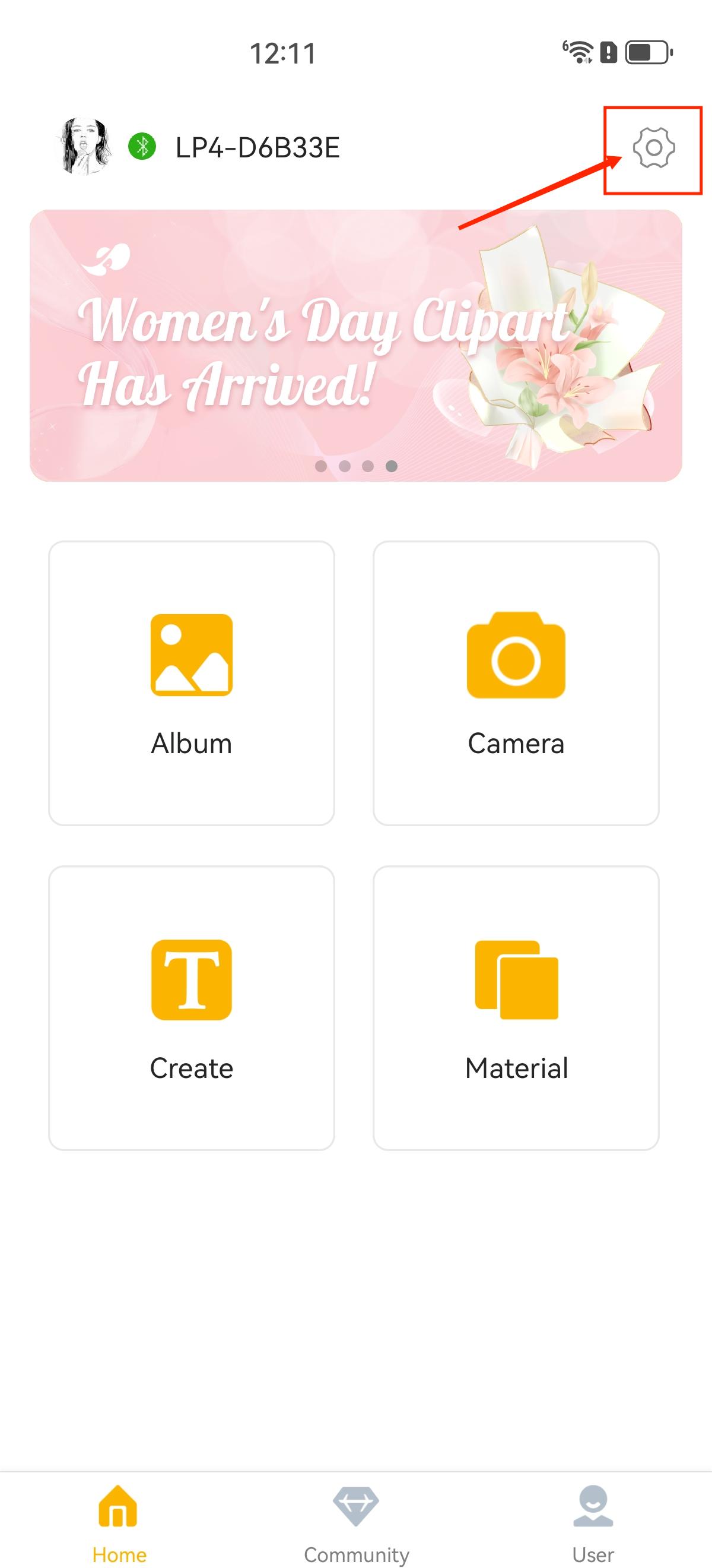 connect the machine and click settings