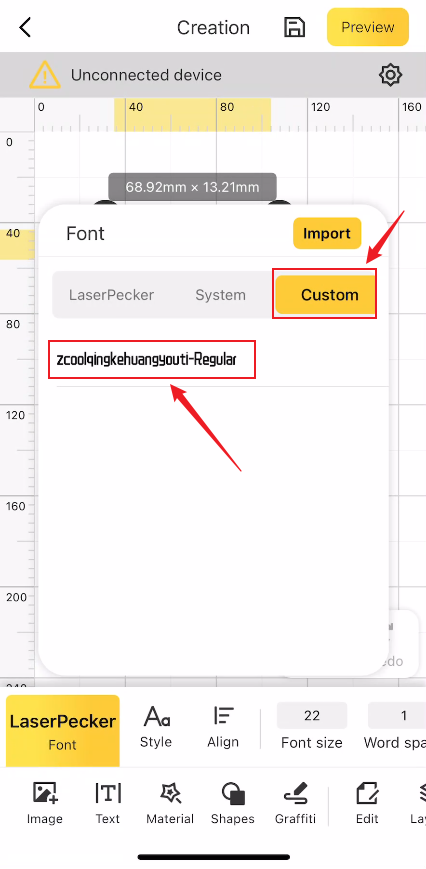 Re-enter the font settings