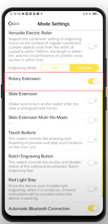 turn on the Rotary Extension Mode in LDS 2